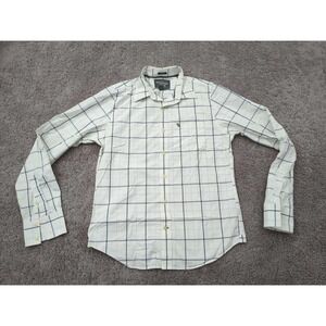 Abercrombie‎ & Fitch Button Up Shirt Mens Large White Check Muscle Fit Casual